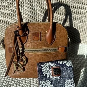 Dooney & Bourke Tan Leather Satchel with Floral Wallet